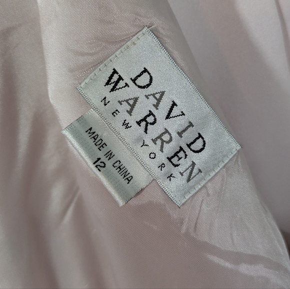 Vintage 80s David‎ Warren Floral Embroidered Baby Pink Satin Maxi Dress Size 12 - Picture 3 of 11